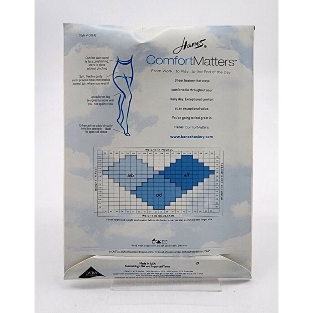 Hanes Comfort Matters Control Top Enhanced Toe Pantyhose #00L82 Beige Size EF - Picture 3 of 4